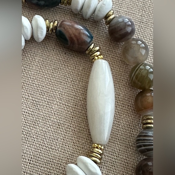22 inch Botswana Agate and Jade bead necklace NWOT - Picture 5 of 14